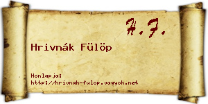 Hrivnák Fülöp névjegykártya